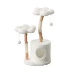 White Flower Cat Tree with Plush Nest Condo