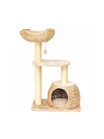 Wicker Boho-chic Cat Tree with Cattail Woven Nest