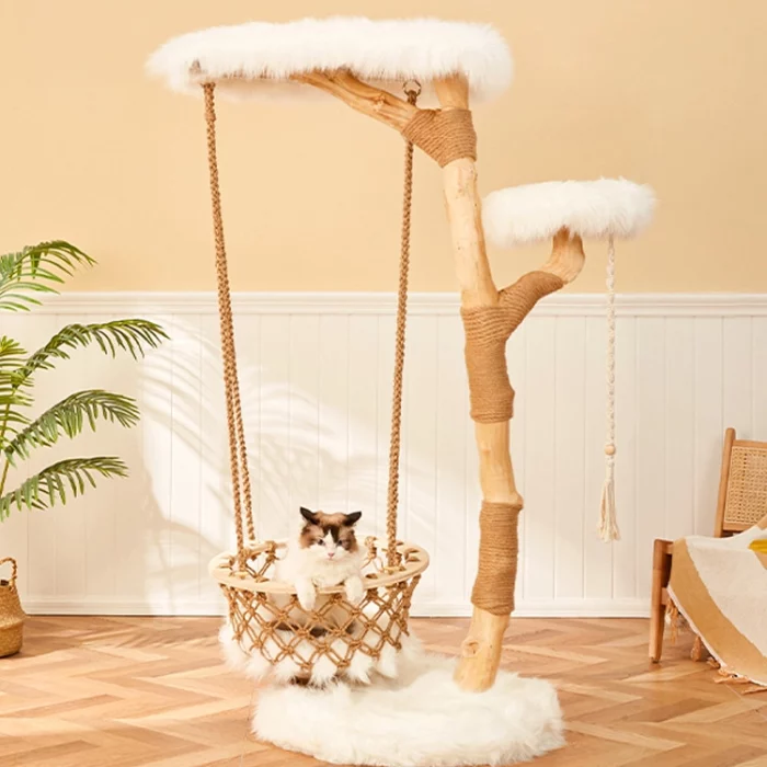 Branch Cat Tree with Boho Hammock