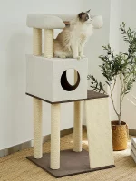 Cat Tower with Large Perch and Spare House for Two Cats