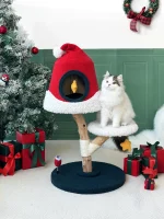 Christmas Cat Tree with Santa Hat Cat Condo