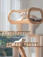 Extra Large Solid Wood Multiple Cats Condo - Large perches