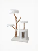 Faux Fox Fur Branch Cat Tree with 3 Perches