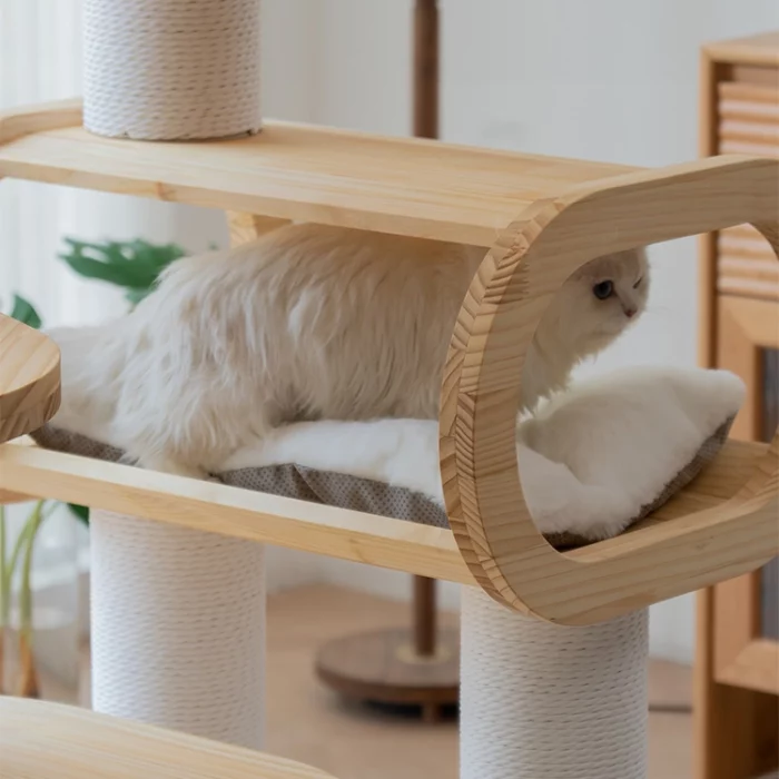 Large Cat Solid Wood Condo for Maine Coon - Large space to sleep