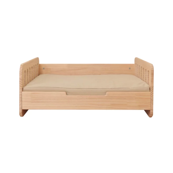 Large Solid Wood Cat Platform Bed with Rail