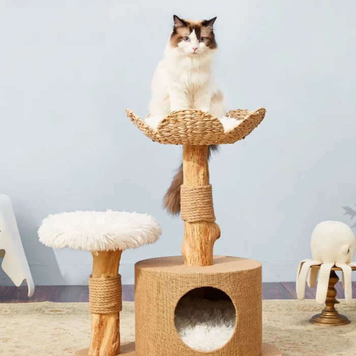 Luxurious Wicker Cattail Branch Cat Tree