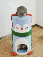 Penguin Cat Scratching Barrel