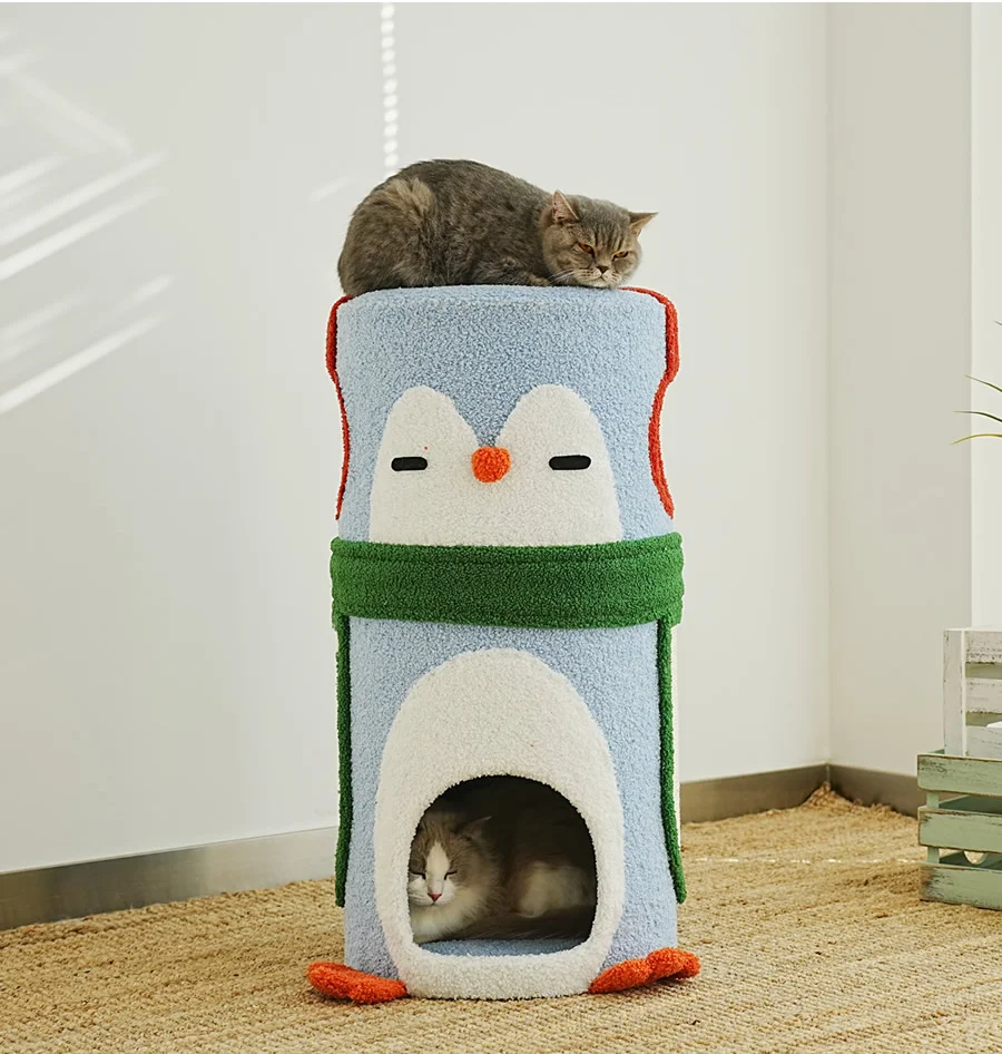 Penguin Cat Scratching Barrel