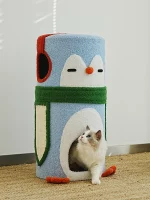 Penguin Cat Scratching Barrel