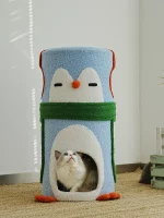 Penguin Cat Scratching Barrel