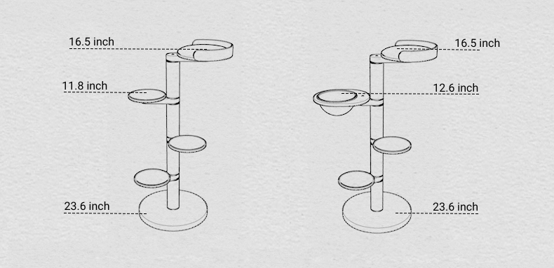 Real Wood Four-level Cat Modern Tower - Dimension detail