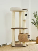 Round Cat Tower with Wicker Nest and Large Perch