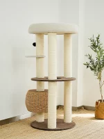 Round Cat Tower with Wicker Nest and Large Perch