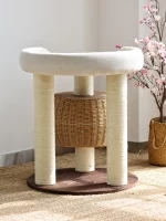 Round Cat Tower with Wicker Nest and Large Perch - Small