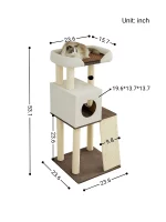 Size of Cat Tower with Large Perch and Spare Condo