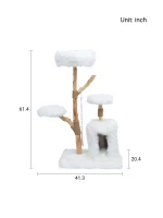 Size of Faux Fox Fur Branch Cat Tree with 3 Perches