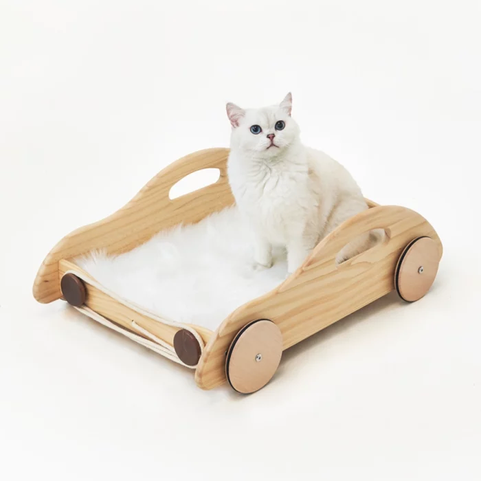 Solid Wood Car-shaped Cat Bed