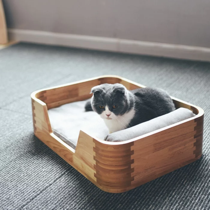 Solid Wood Floor Cat Bed