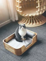 Solid Wood Floor Cat Bed