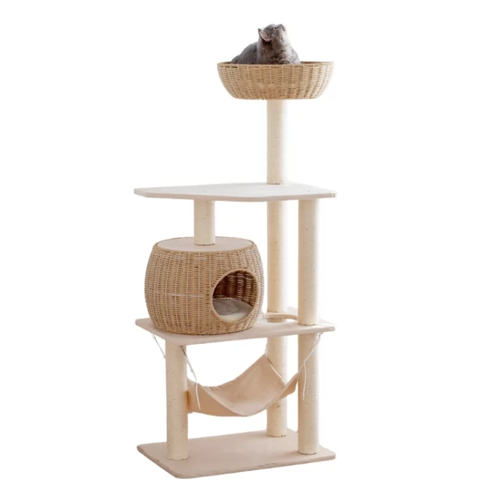 Wicker Cat Tower with Hammock