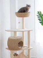 Wicker Cat Tower with Hammock