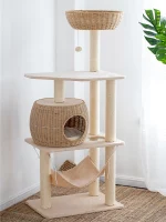 Wicker Cat Tower with Hammock