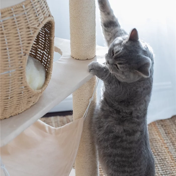 Wicker Cat Tower with Hammock