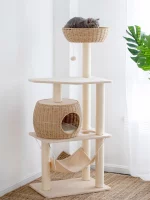 Wicker Cat Tower with Hammock