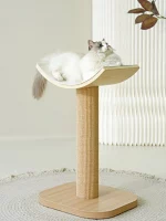 Wooden Sisal Scratching Post with Curved Perch