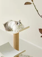 Wooden Sisal Scratching Post with Curved Perch