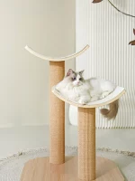 Wooden Sisal Scratching Post with Curved Perch