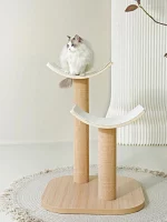 Wooden Sisal Scratching Post with Curved Perch