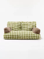 Large Green Plaid Pattern Cat Sofa Bed