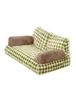 Large Green Plaid Pattern Cat Sofa Bed