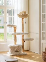 Pear Tree Branch Cat Tree with Long Plush