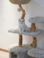 Pear Tree Branch Cat Tree with Long Plush