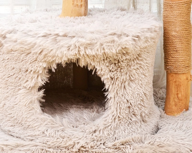 Pear Tree Branch Cat Tree with Long Plush - Plush condo