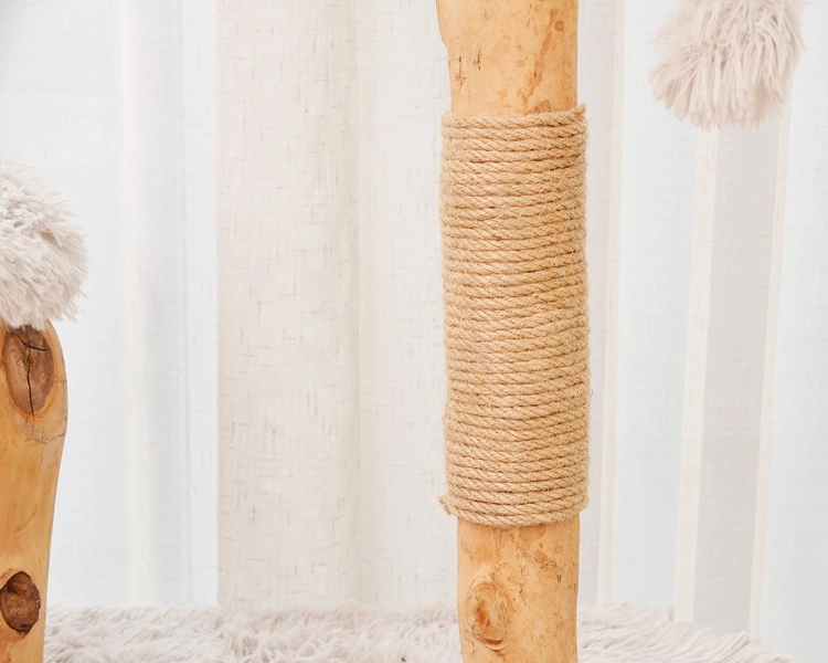 Pear Tree Branch Cat Tree with Long Plush - Sisal rope scratching post