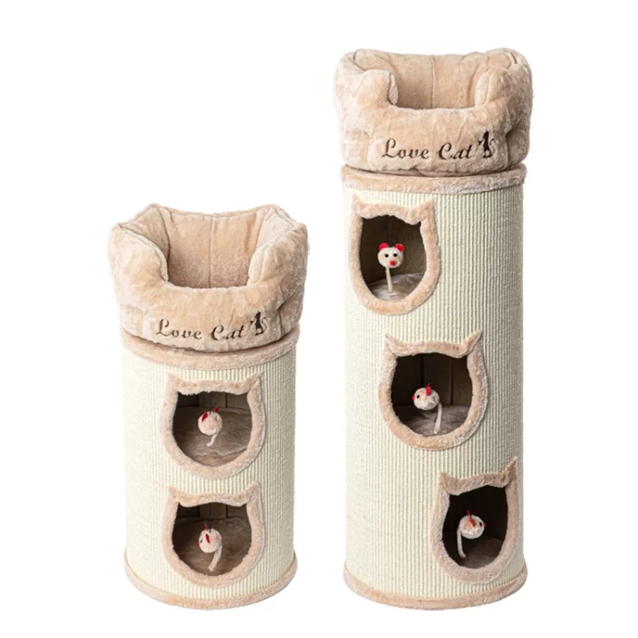 Scratching Barrel Cat Condo with a Cushion Nest