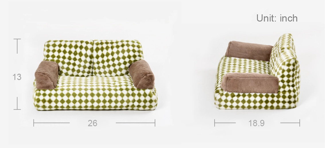 Size of Large Green Plaid Pattern Cat Sofa Bed