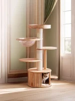 Solid Wood Cat Tree for Munchkin Cats