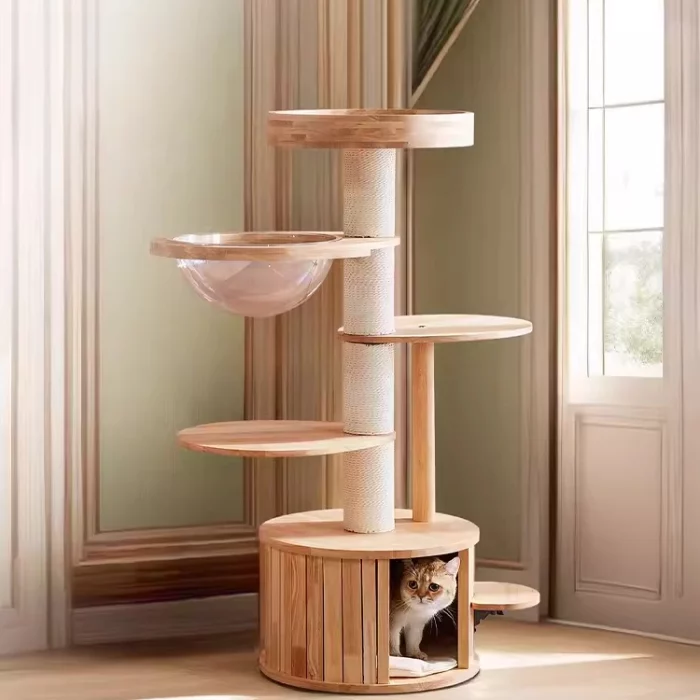 Solid Wood Cat Tree for Munchkin Cats