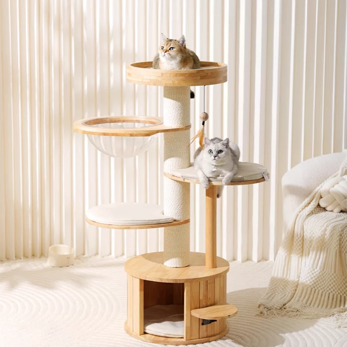 Solid Wood Cat Tree for Munchkin Cats