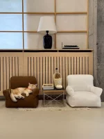 Brown White Cat Sofa Cushion Bed