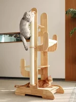 Cactus-shaped Solid Wood Cat Tree