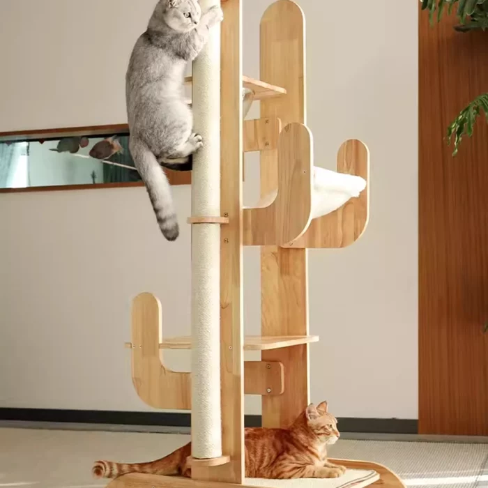 Cactus-shaped Solid Wood Cat Tree