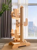 Cactus-shaped Solid Wood Cat Tree