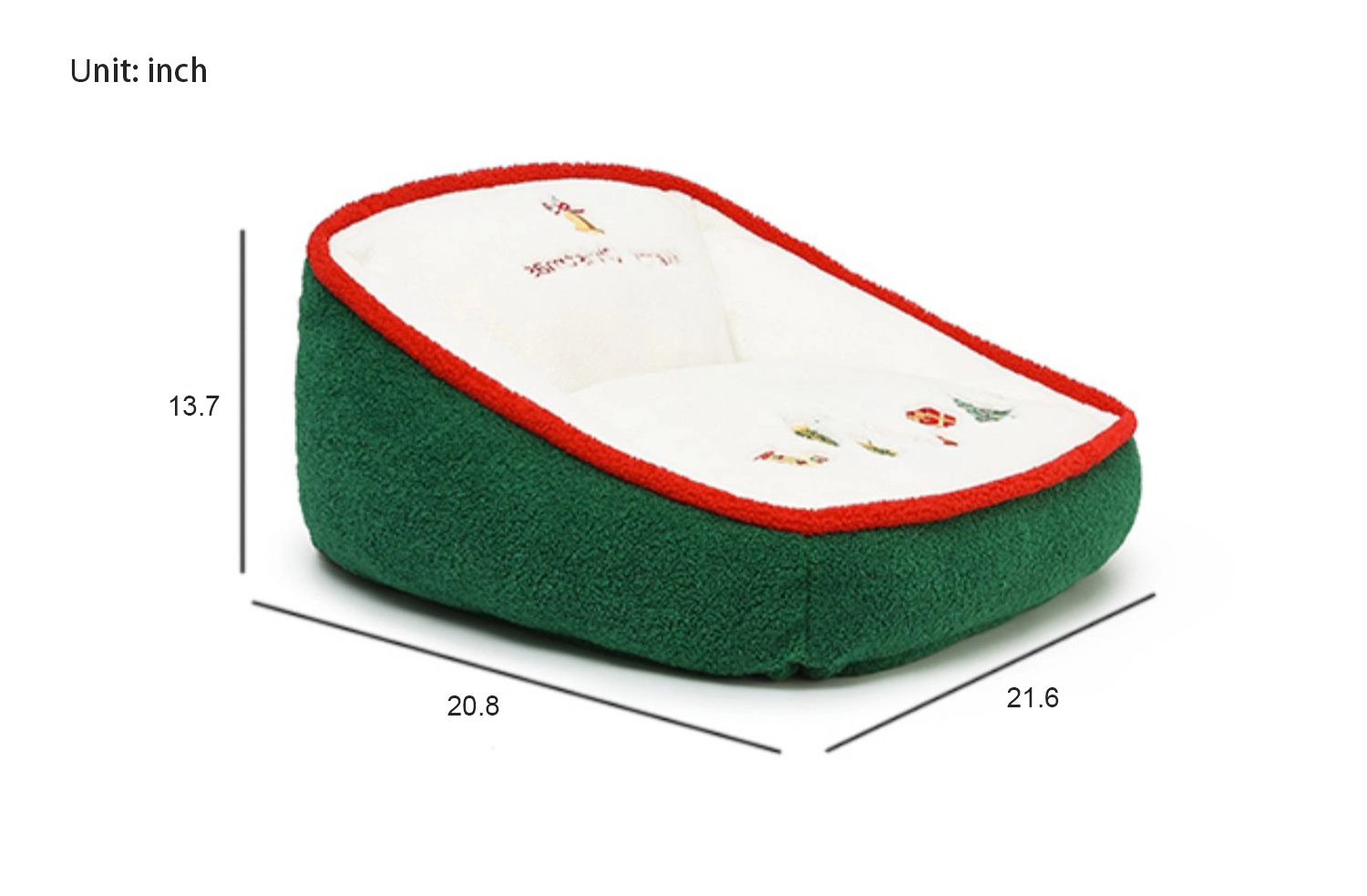 Dimension of Merry Christmas Bean Bag Cat Sofa Bed