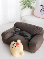 PU Leather Pure Color Cat Sofa Bed