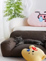 PU Leather Pure Color Cat Sofa Bed